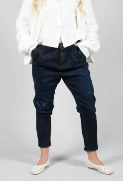 Navy Jeans with Patches and Front Seams