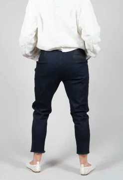 Navy Jeans with Patches and Front Seams