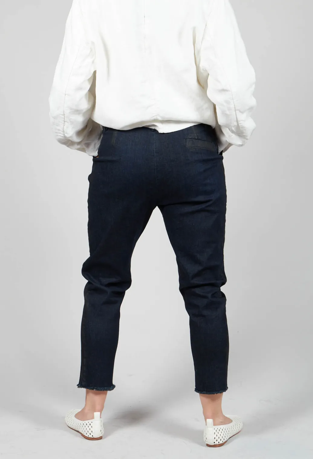 Navy Jeans with Patches and Front Seams