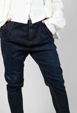 Navy Jeans with Patches and Front Seams