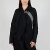 Neck Tie Contrast Stripe Jacket in Black