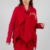 Neck Tie Contrast Stripe Jacket in Cardinal
