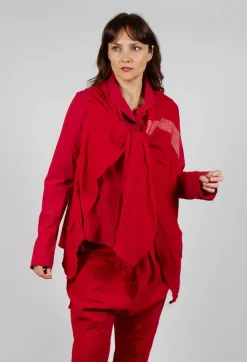 Neck Tie Contrast Stripe Jacket in Cardinal