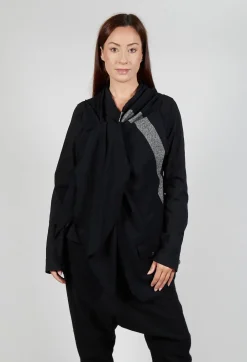 Neck Tie Contrast Stripe Jacket in Black