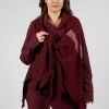 Neck Tie Contrast Stripe Jacket in Merlot