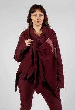 Neck Tie Contrast Stripe Jacket in Merlot