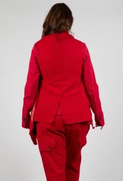 Neck Tie Contrast Stripe Jacket in Cardinal