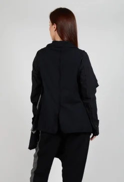 Neck Tie Contrast Stripe Jacket in Black