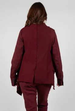 Neck Tie Contrast Stripe Jacket in Merlot