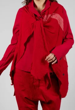 Neck Tie Contrast Stripe Jacket in Cardinal