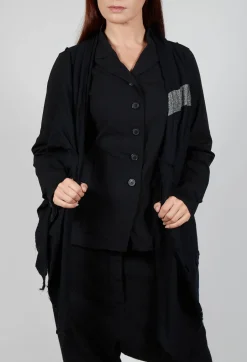 Neck Tie Contrast Stripe Jacket in Black