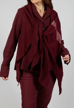 Neck Tie Contrast Stripe Jacket in Merlot