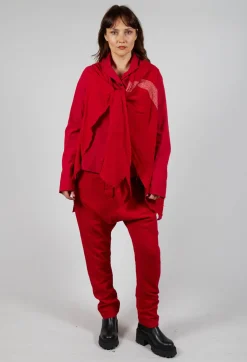 Neck Tie Contrast Stripe Jacket in Cardinal