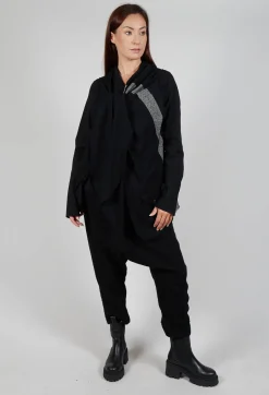 Neck Tie Contrast Stripe Jacket in Black