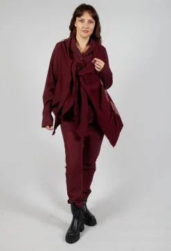 Neck Tie Contrast Stripe Jacket in Merlot