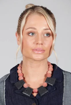 Necklace in Coral and Lava