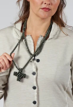 Necklace with Cross Pendant in Olive