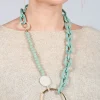 Necklace with Links in Green and Gold