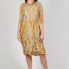 Nehry Metallic Dress in Golden Feather
