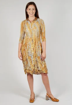 Nehry Metallic Dress in Golden Feather