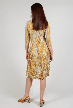 Nehry Metallic Dress in Golden Feather
