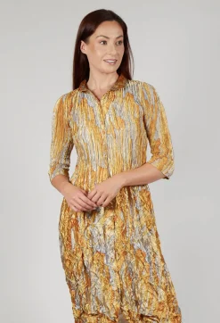 Nehry Metallic Dress in Golden Feather