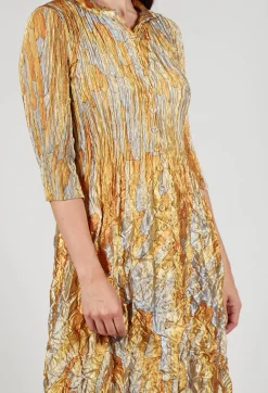 Nehry Metallic Dress in Golden Feather