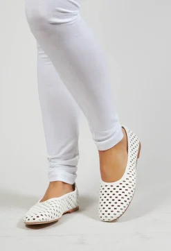 Net Style Cut Out Pumps in White