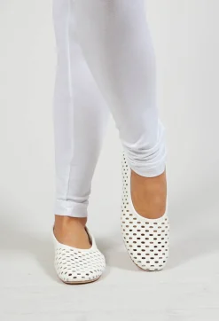 Net Style Cut Out Pumps in White