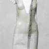 Net T Shirt with Button Front in Light Grey