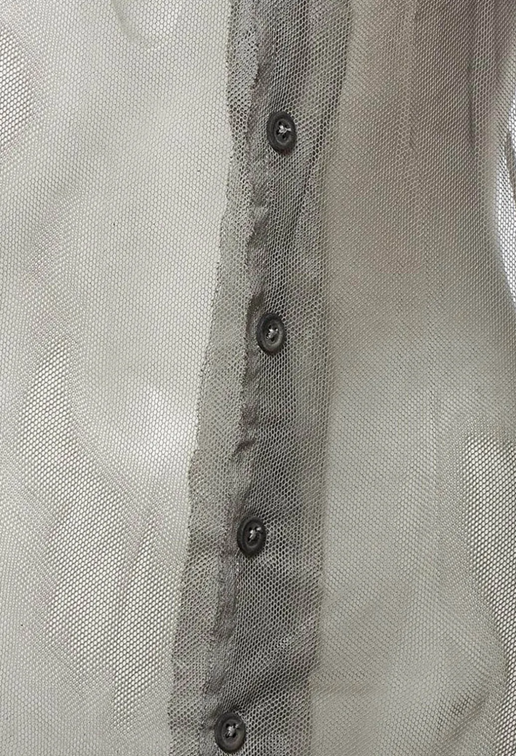 Net T Shirt with Button Front in Light Grey