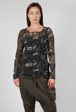 Netted Long Sleeve Top in Multicolour