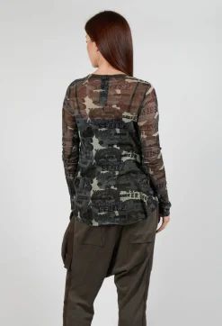 Netted Long Sleeve Top in Multicolour