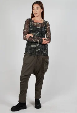 Netted Long Sleeve Top in Multicolour