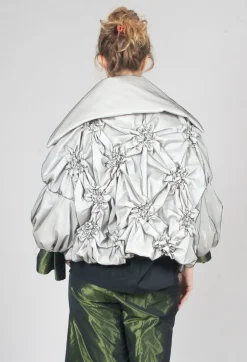 Netted Puffer Coat in Beige