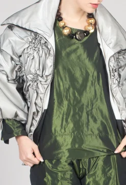 Netted Puffer Coat in Beige