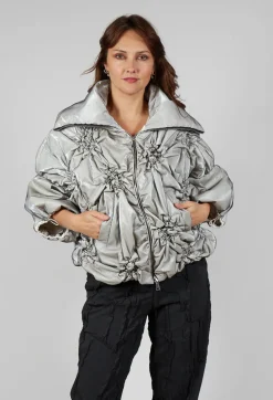Netted Puffer Coat in Beige
