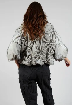 Netted Puffer Coat in Beige