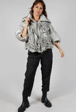Netted Puffer Coat in Beige