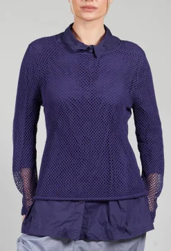Netted Top in Azur