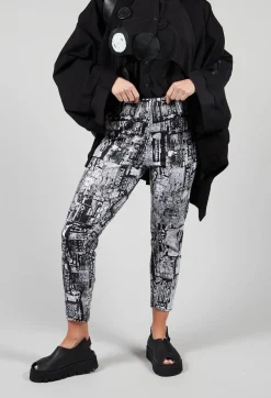 Newspaper Print Leggings in Black