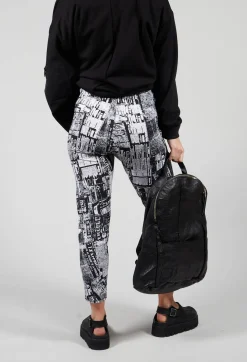 Newspaper Print Leggings in Black