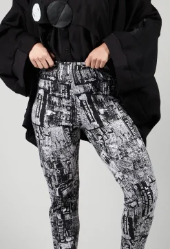 Newspaper Print Leggings in Black