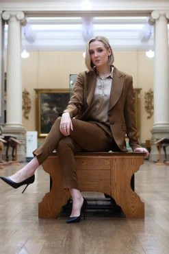 Notched Lapel Blazer in Rust