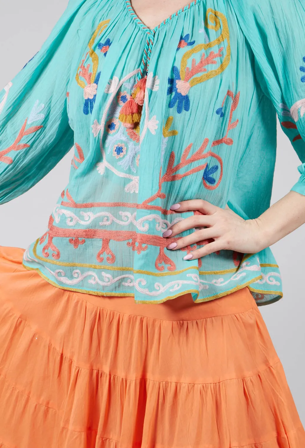 Objectif Embroidered Top in Vert