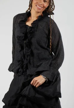 Oeillet Blouse in Voile Pois Noir