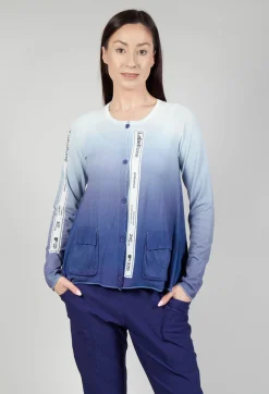 Ombre Knitted Cardigan in Azur Print