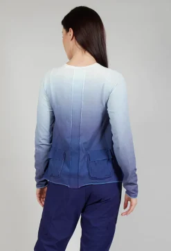 Ombre Knitted Cardigan in Azur Print