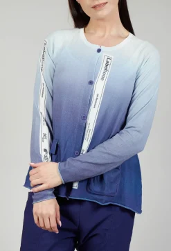 Ombre Knitted Cardigan in Azur Print