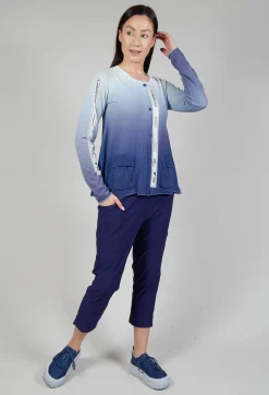 Ombre Knitted Cardigan in Azur Print